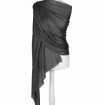Szal wełniany damski grafitowy 70x200 – wełna merino i jedwab
