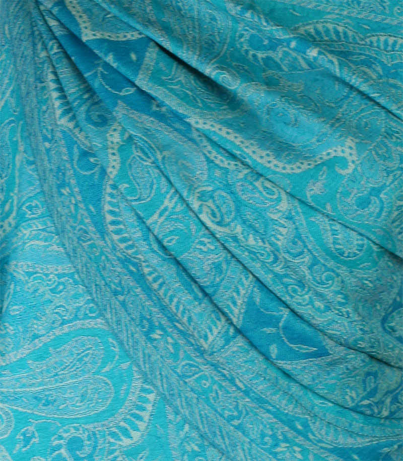 szal welniany w kolorze turkusowym z welny merino