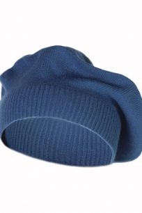 Beret kaszmirowy damski w kolorze denim blue, wykonany z luksusowego i miękkiego kaszmiru