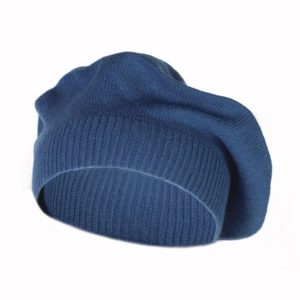 Beret kaszmirowy damski w kolorze denim blue, wykonany z luksusowego i miękkiego kaszmiru