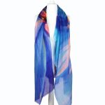 Niebieski szal z kaszmiru damski Print, delikatna mgiełka, idealny do stylizacji letnich.