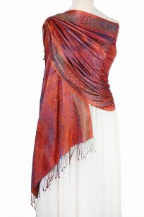 Elegancki sxzal jedwabny wzór paisley w kolorze miedzianym 70x200 do sukienki wieczorowej.