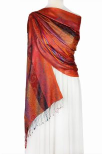 Elegancki szal jedwabny miedziany ze wzorem pailey 70x200 do stylizacji wieczorowych