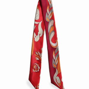 Elegancki szalik jedwabny twilly włoski 6x105 w kolorze czerwonym