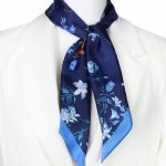 Elegancki szalik jedwabny twilly włoski 6x105 w kolorze granatowym