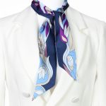 Elegancki szalik jedwabny twilly włoski 6x105 w kolorze niebieskim
