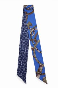 Szalik jedwabny twilly apaszka jedwabna w kolorze niebieskim z eleganckim wzorem 6x105