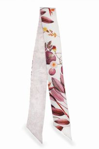 Elegancki szalik jedwabny twilly włoski 6x105 w kolorze kremowym