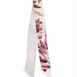 Elegancki szalik jedwabny twilly włoski 6x105 w kolorze kremowym