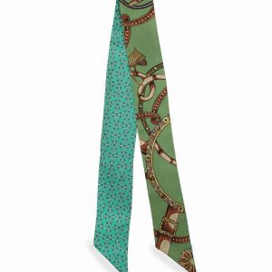 zielony szalik włoski jedwabny twilly 6x105 do stylizacji biznesowych i eleganckich.