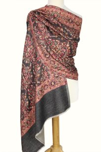 Szal wełniany gruby czarny 70x200 wełna merino do eleganckiego płaszcza