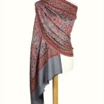 Wełniany szal dwustronny gruby z wełny merynosa wzór jamawar 70x200 do płaszcza