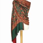 Szal wełniany gruby zielony 70x200 wełna merino do eleganckiego płaszcza