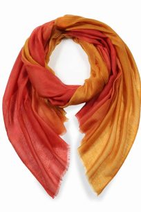 Stylowy szal kaszmirowy czerwony cieniowany 100% kaszmir 70x200 do sukienki