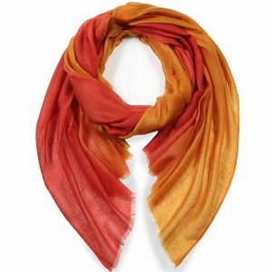 Stylowy szal kaszmirowy czerwony cieniowany 100% kaszmir 70x200 do sukienki