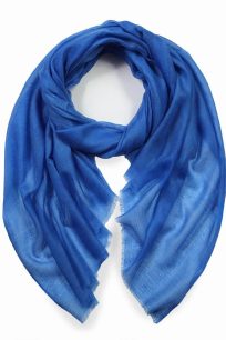 Stylowy szal kaszmirowy kobaltowy letni 100% kaszmir 70x200 do sukienki