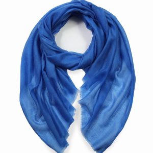 Stylowy szal kaszmirowy kobaltowy letni 100% kaszmir 70x200 do sukienki