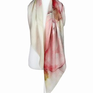 Elegancki szal kaszmirowy chusta z jedwabiem kremowy kolor 110x110 do stylizacji wieczorowych