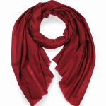Elegancki wełniany szal bordowy damski z wełny merynosa 70x200 do płaszcza