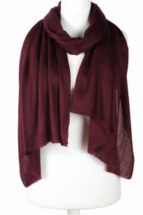 Szal wełniany burgundowy jednokolorowy żakardowy paisley 70x200 do sukienki lub płaszcza