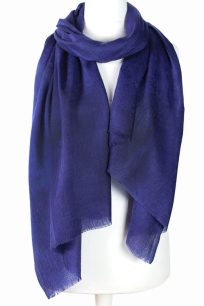 Elegancki szal wełniany z merynosa damski granatowy ze wzorem paisley jednokolorowy 70x200 do płaszcza lub sukienki