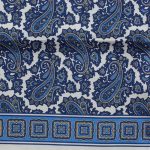 Elegancki włoski szalik męski jedwabny paisley wzór dwustronny w kolorze niebieskim z wełnianą podszewką 30x160