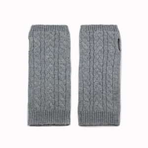 alt="Mitenki kaszmirowe damskie zimowe z eleganckim wzorem szare"