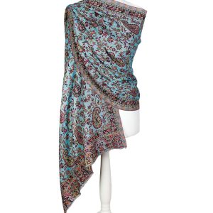 alt="Elegancki niebieskiszal wełniany 70x200 cm dla kobiet"