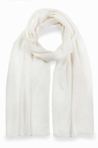 alt="Biały szalik kaszmirowy unisex 40x180 jednokolorowy cieły"