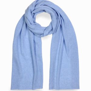 alt="Niebieski szalik kaszmirowy unisex 40x180 jednokolorowy zimowy puszysty"