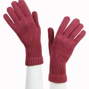 alt=" Stylowe rękawiczki pięciopalczaste damskie kaszmirowe w kolorze dusty pink, ciepłe i lekkie"