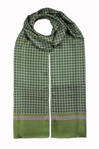 alt="Jedwabny męski szalik włoski zielony z eleganckim wzorem 30x160cm"