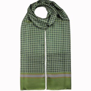 alt="Jedwabny męski szalik włoski zielony z eleganckim wzorem 30x160cm"