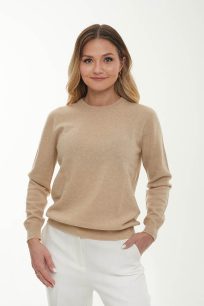 alt="Sweter kaszmirowy z długim rękawem beżowy-stylowy i delikatny"