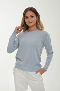 alt="Sweter kaszmirowy z długim rękawem gołębi-stylowy i delikatny"