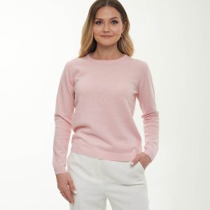 alt="Sweter kaszmirowy z długim rękawem różowy-stylowy i delikatny"