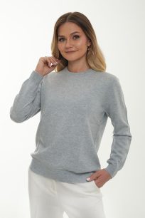 alt="Sweter kaszmirowy z długim rękawem szary-stylowy i delikatny"