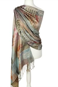 alt="Stylowy jedwabny szal z wzorem nowoczesnym elegancki 70x200"