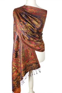 alt="Jedwabny szal z wzorem orientalnym 70x200"