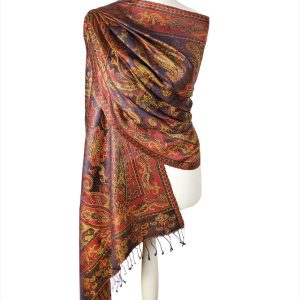 alt="Jedwabny szal z wzorem orientalnym 70x200"