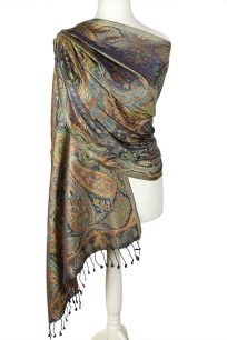 alt="Jedwabny szal z wzorem orientalnym 70x200"