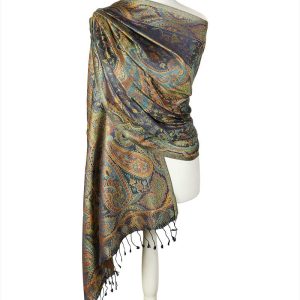 alt="Jedwabny szal z wzorem orientalnym 70x200"