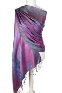 alt="Jedwabny szal z wzorem orientalnym 70x200"