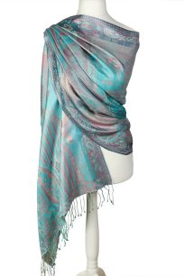 alt="Jedwabny szal z wzorem orientalnym 70x200"