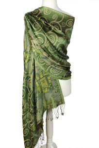 alt="Jedwabny szal z wzorem orientalnym 70x200"