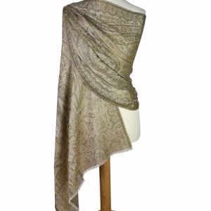 alt="szal kaszmirowy damski beżowy duży 70x200"