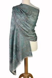 alt="szal kaszmirowy damski niebieski duży 70x200"