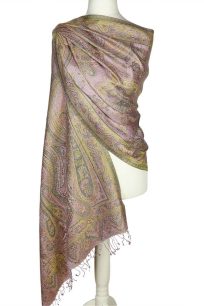 alt="Elegancki szal z jedwabiu z wzorem paisley 70x200 różowy"