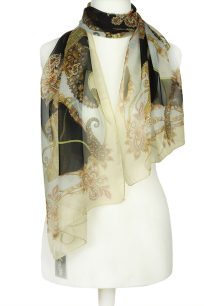 alt="Stylowy szalik jedwabny włoski premium ze wzorem letni"