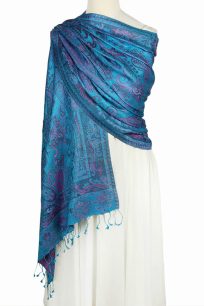 alt="Jedwabny szal 100% z wzorem orientalnym paisley do sukienki 70x200"